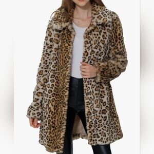 Bellivera Womens Leopard Print Fleece Coat